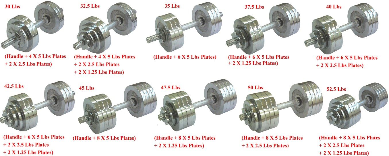 New 2 x 52.5 LBS A Set Adjustable Chrome Plated Dumbbells Total 105 lbs