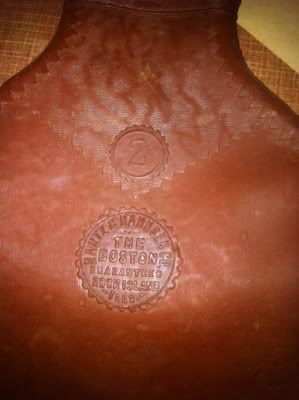 The Boston Rapid Flow Fountain Syringe by Hartz and Bahnsen Co. Antique Enema/Douche Close Up of Branding on Rubber Bag Antique Enema Douche Fountain Syringe 4