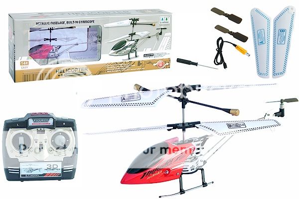 Red 8 Metallic Fuselage 3 Ch Remote Control Helicopter with Built in 